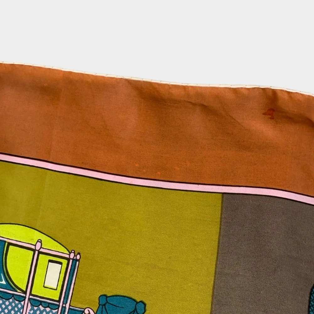 Vintage 1950s Equestrian Carriage Print Scarf